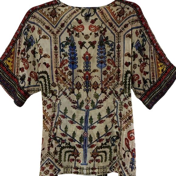 Vineet Bahl for Anthropologie Embroidered Floral Boho Front Tie Top M - Picture 8 of 12